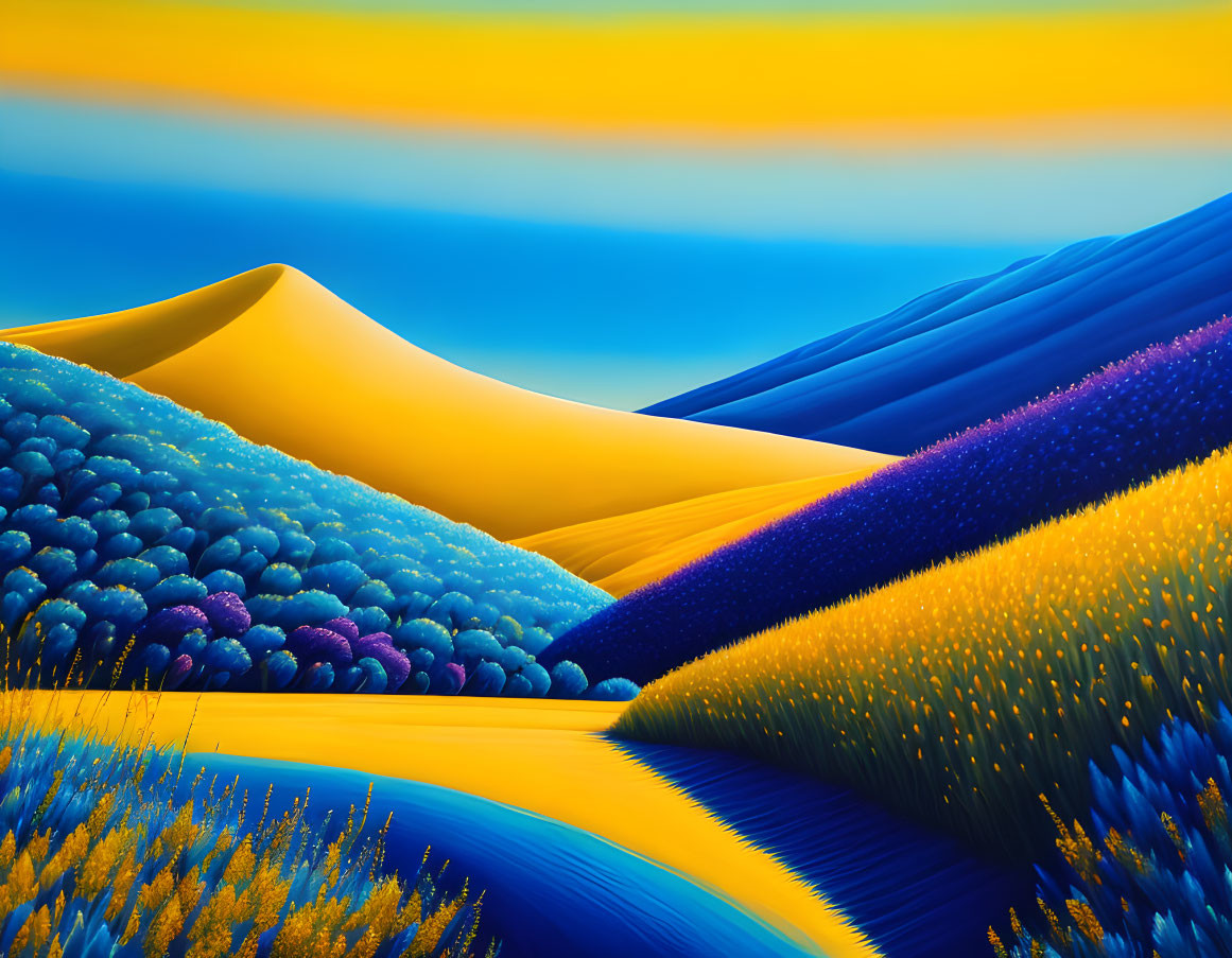 Yellow and blue landscape.