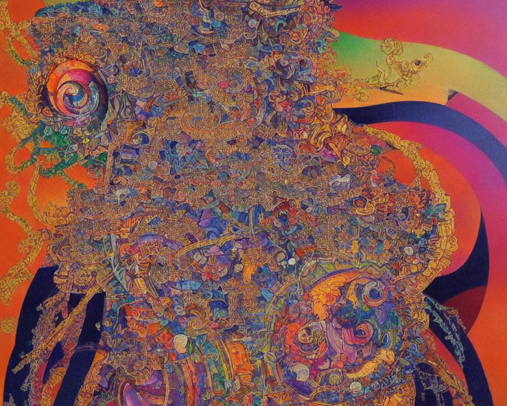 Colorful Psychedelic Artwork with Orange, Purple, and Blue Swirls
