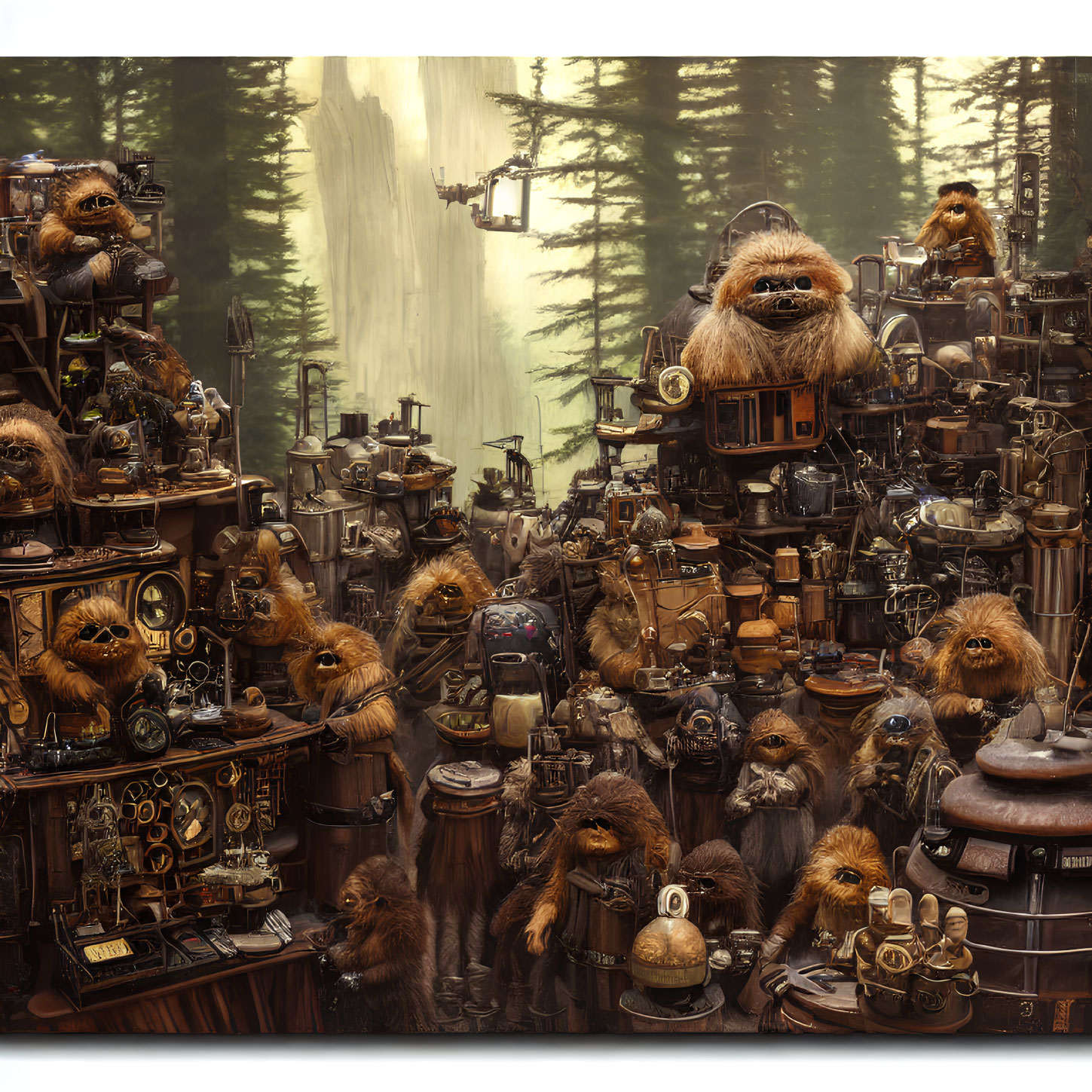 Detailed Workshop Scene with Wookiees and Machines
