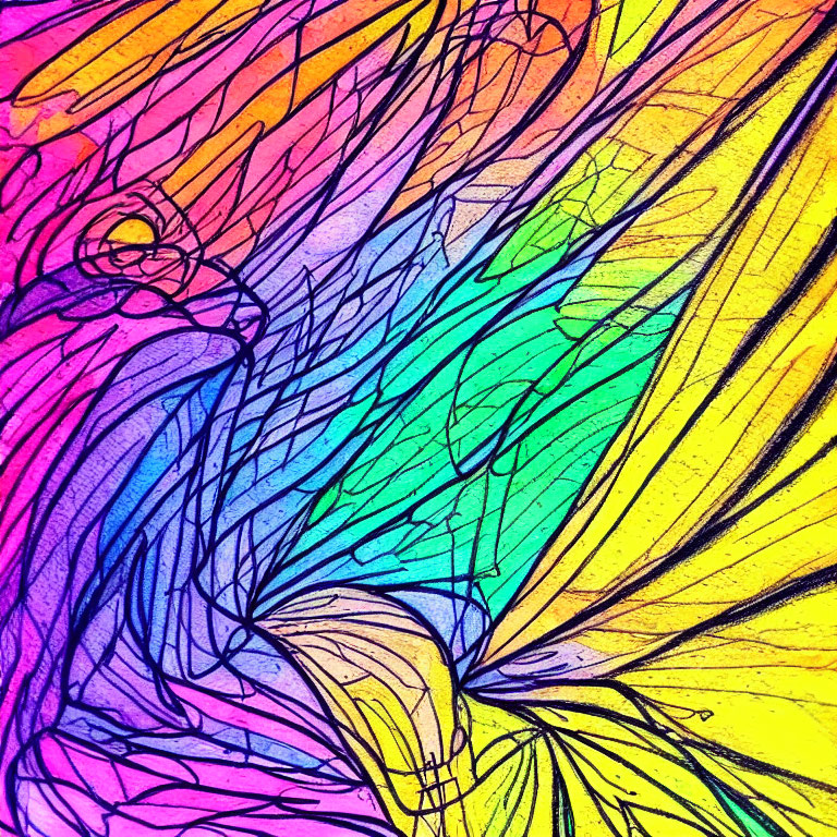 Colorful Abstract Artwork with Intricate Lines and Patterns