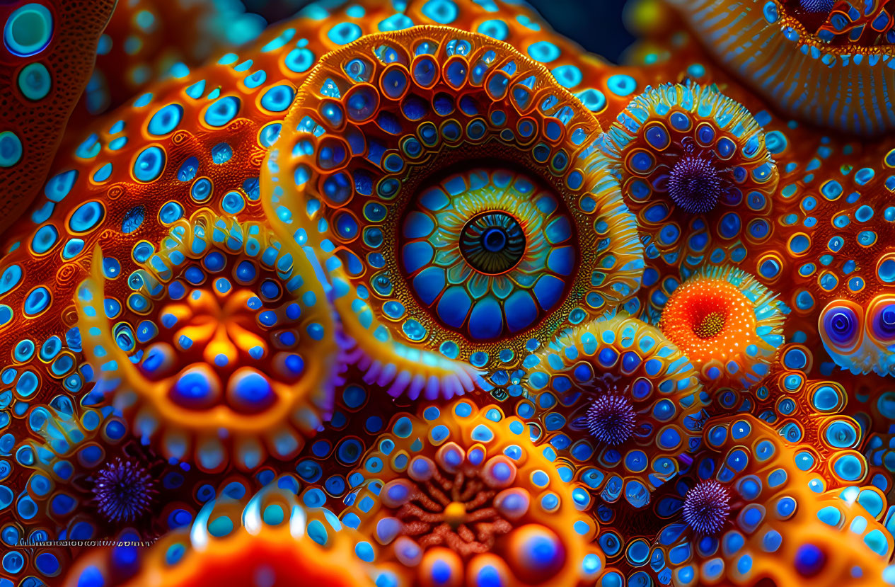 Colorful Fractal Pattern Artwork Resembling Sea Life Structures
