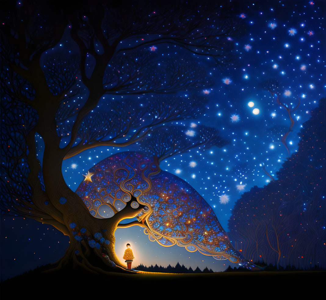 Radiant Soul Under Tree of Stars