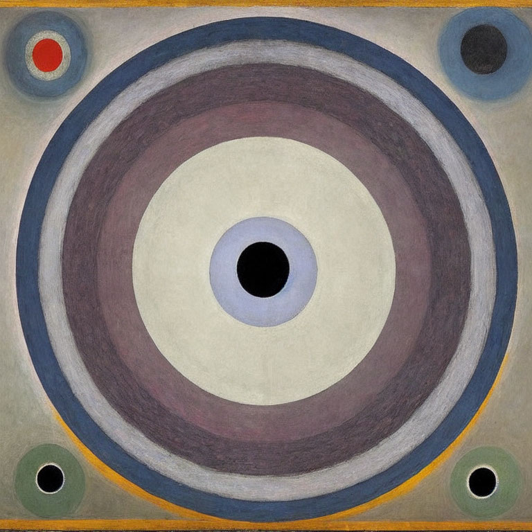 Concentric Circles Abstract Painting in Muted Colors