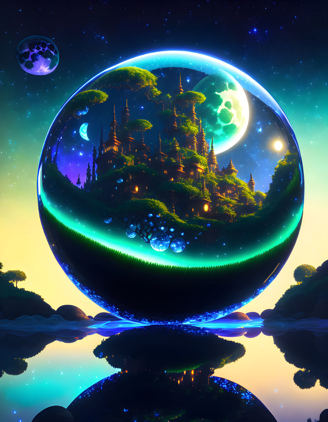 "glass orb filled with earth, 