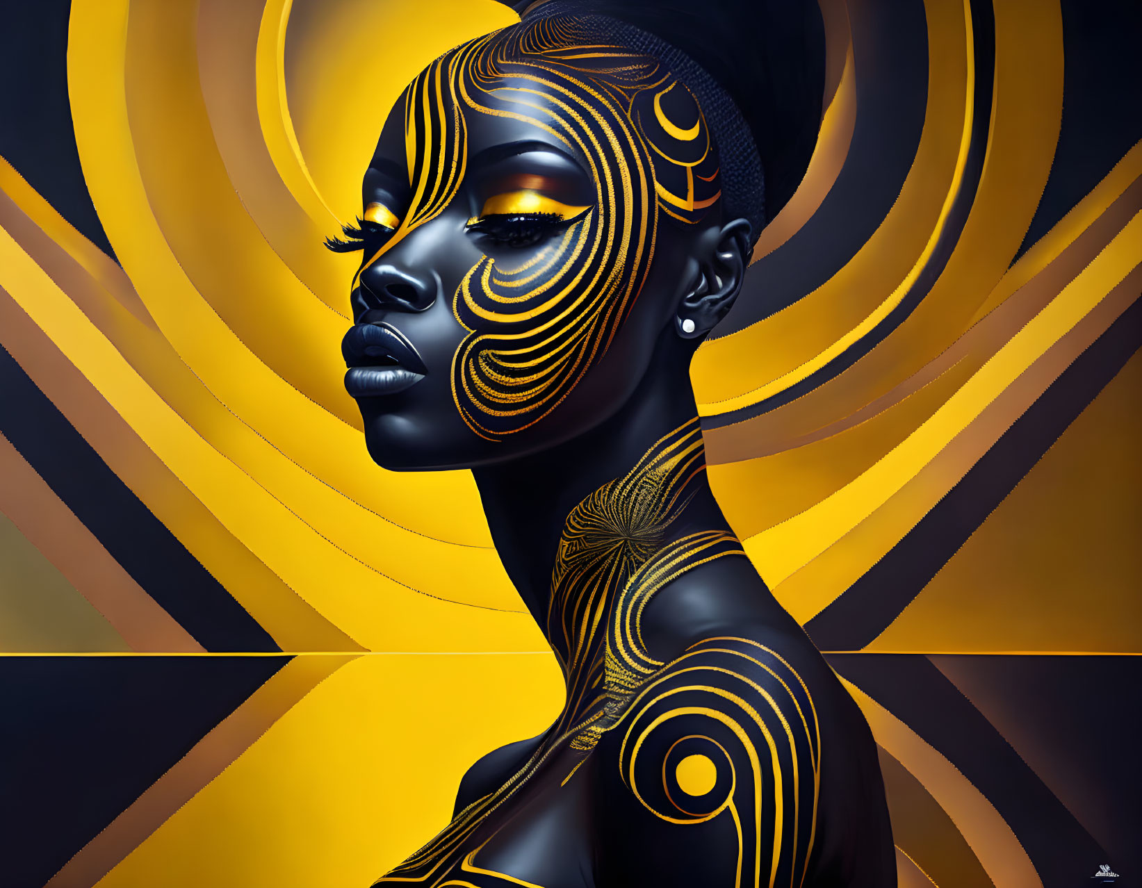 woman painting featuring black and yellow