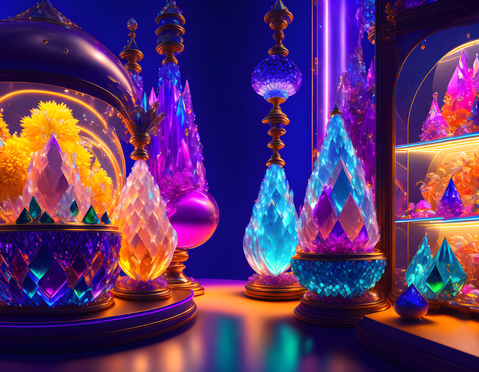 "vibrant crystal shop,
