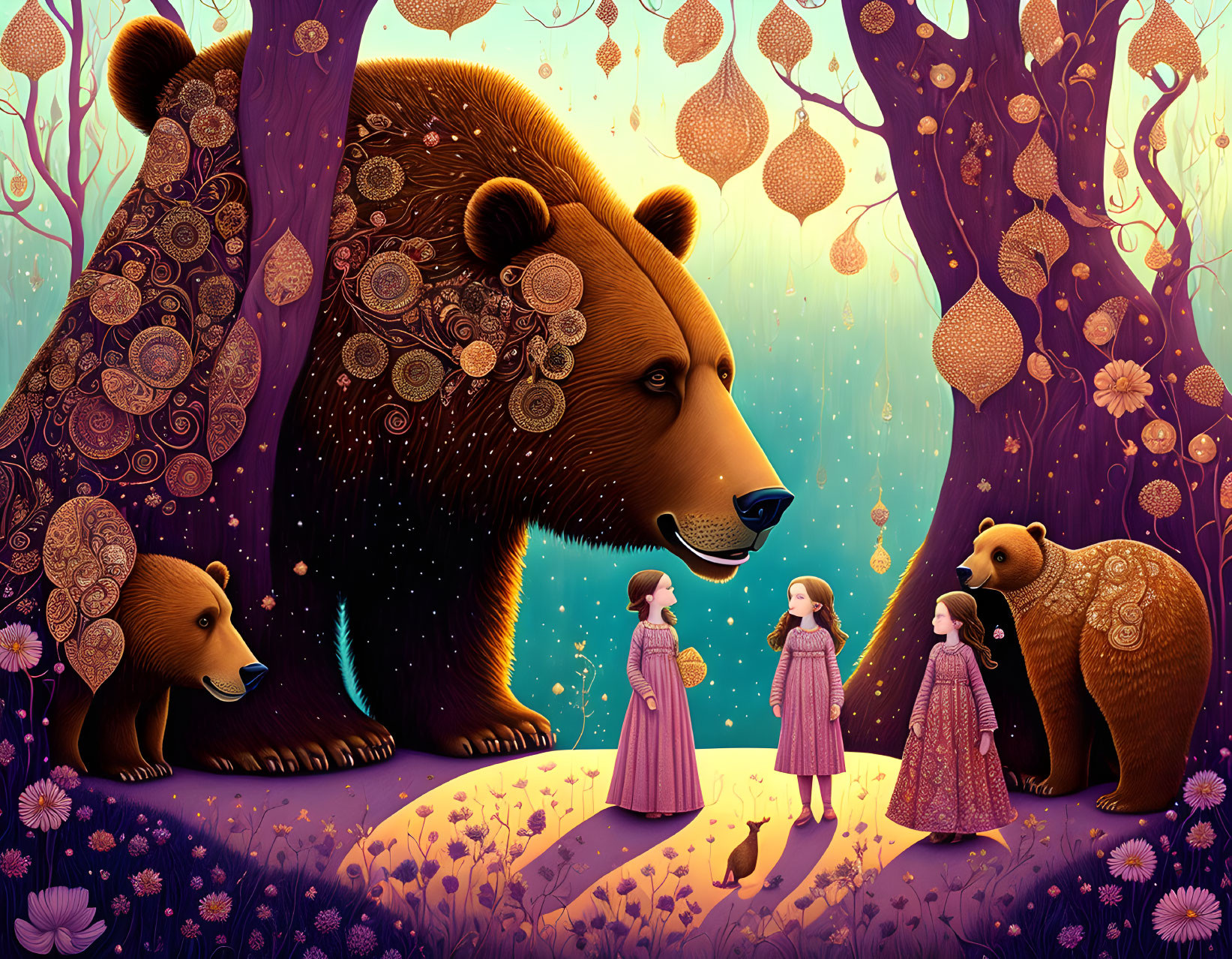  girl and the brown bear,