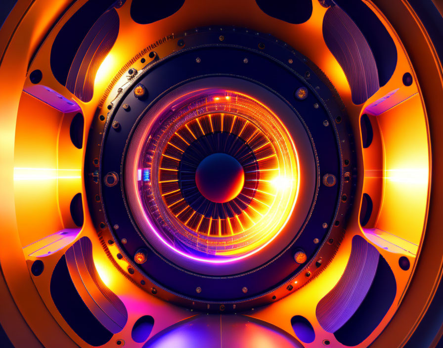 Colorful Digital Illustration of Glowing Circular Mechanism