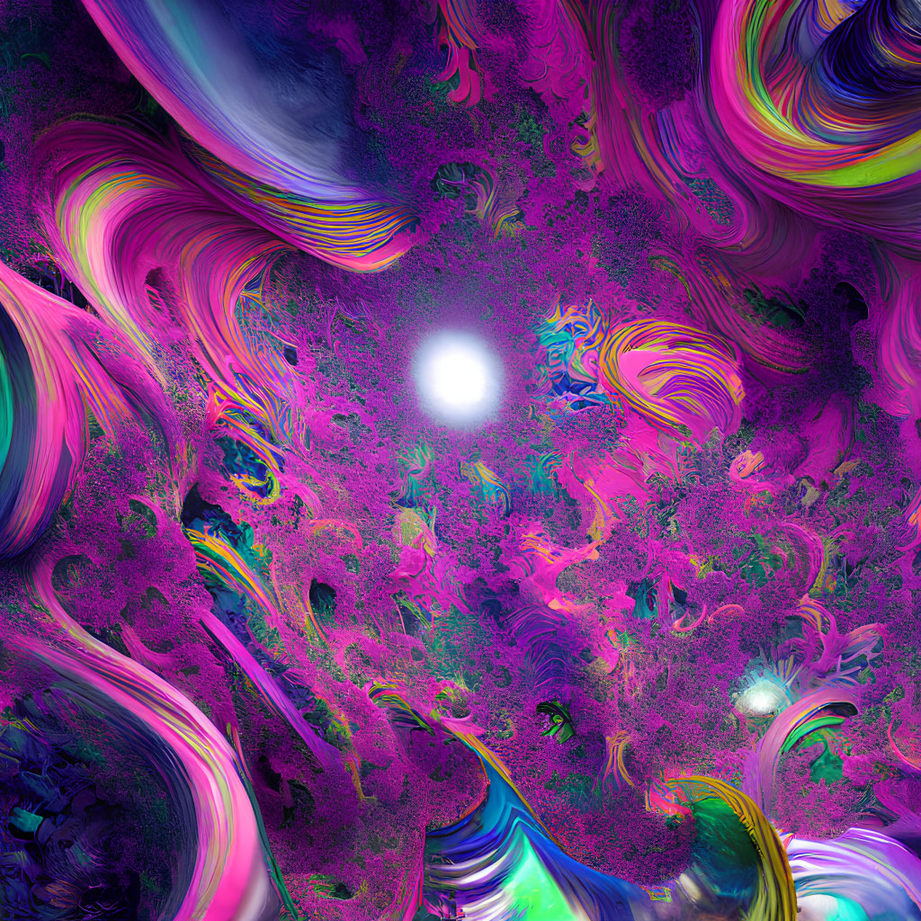 Colorful Abstract Fractal Art in Purple, Blue, and Green Swirls