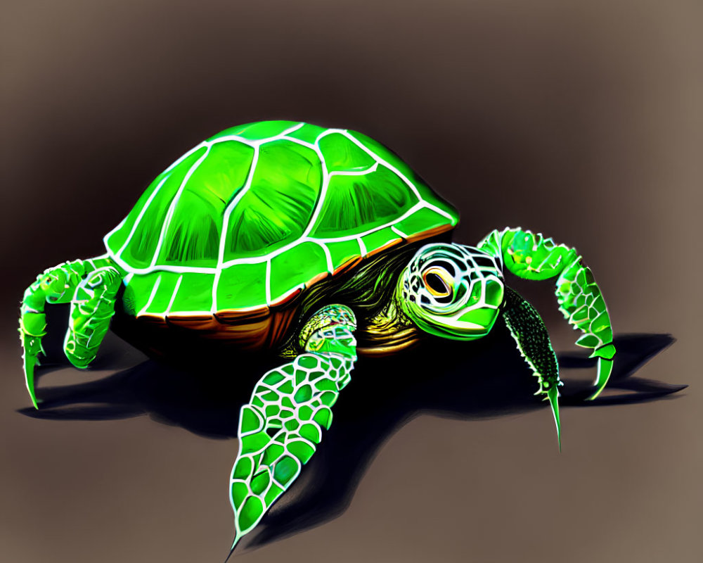 Colorful Turtle Illustration with Detailed Shell on Warm Background