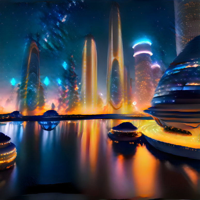 Starry Night Sci-Fi City