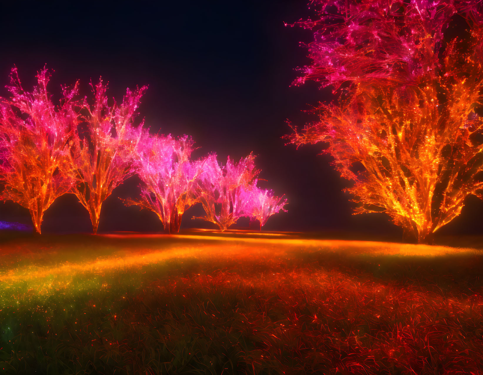 Glowing Fire Forest