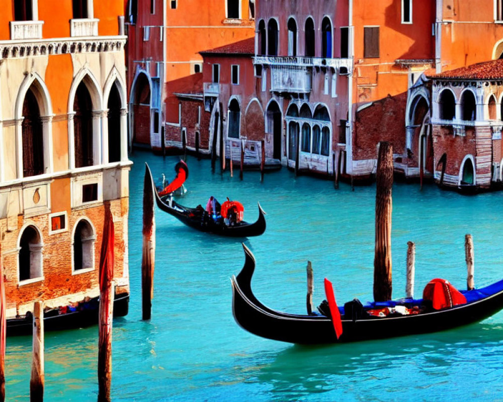 Venice Canal with Gondolas and Colorful Buildings