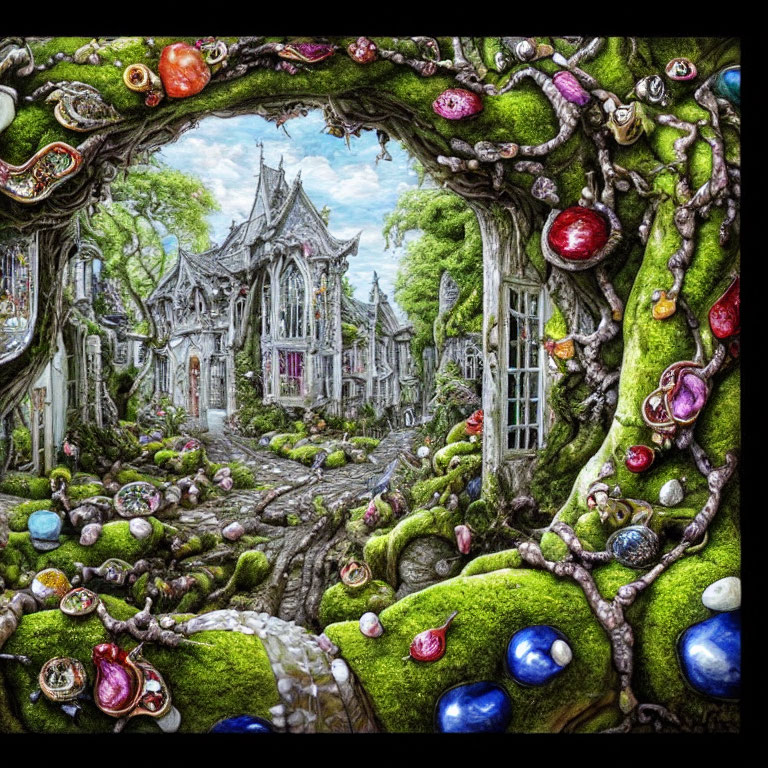 Enchanting fairytale village with gemstone trees & intricate houses