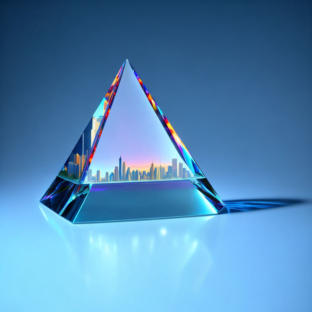 Beautiful city in glass prism