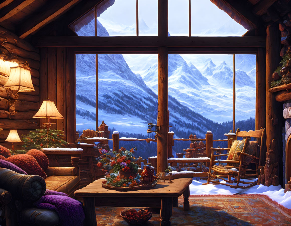 A cozy cabin in the mountains