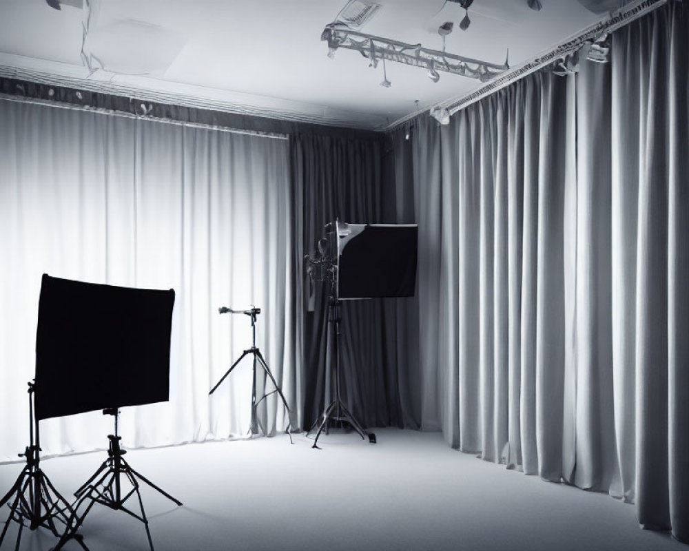 Professional Photography Studio with Lighting Equipment & Backdrop Stand