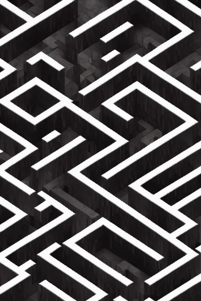 Black and white 2D/3D maze optical illusion