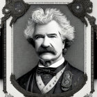 Monochrome illustration of a man with white mustache and vintage suit