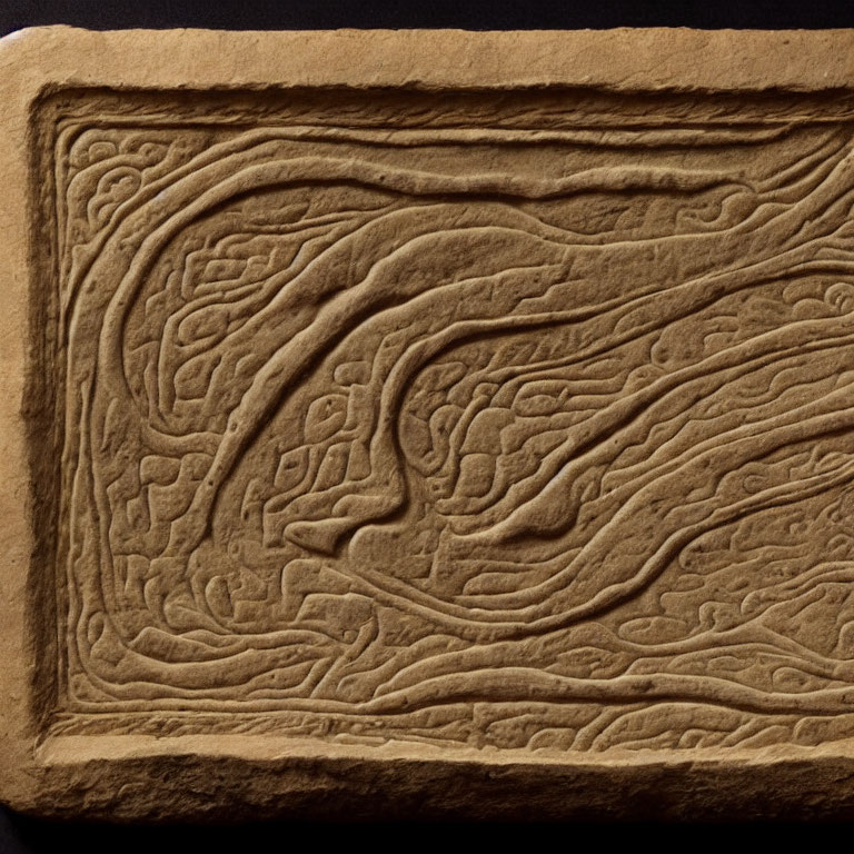 Detailed Sandstone Relief with Swirling Abstract Patterns