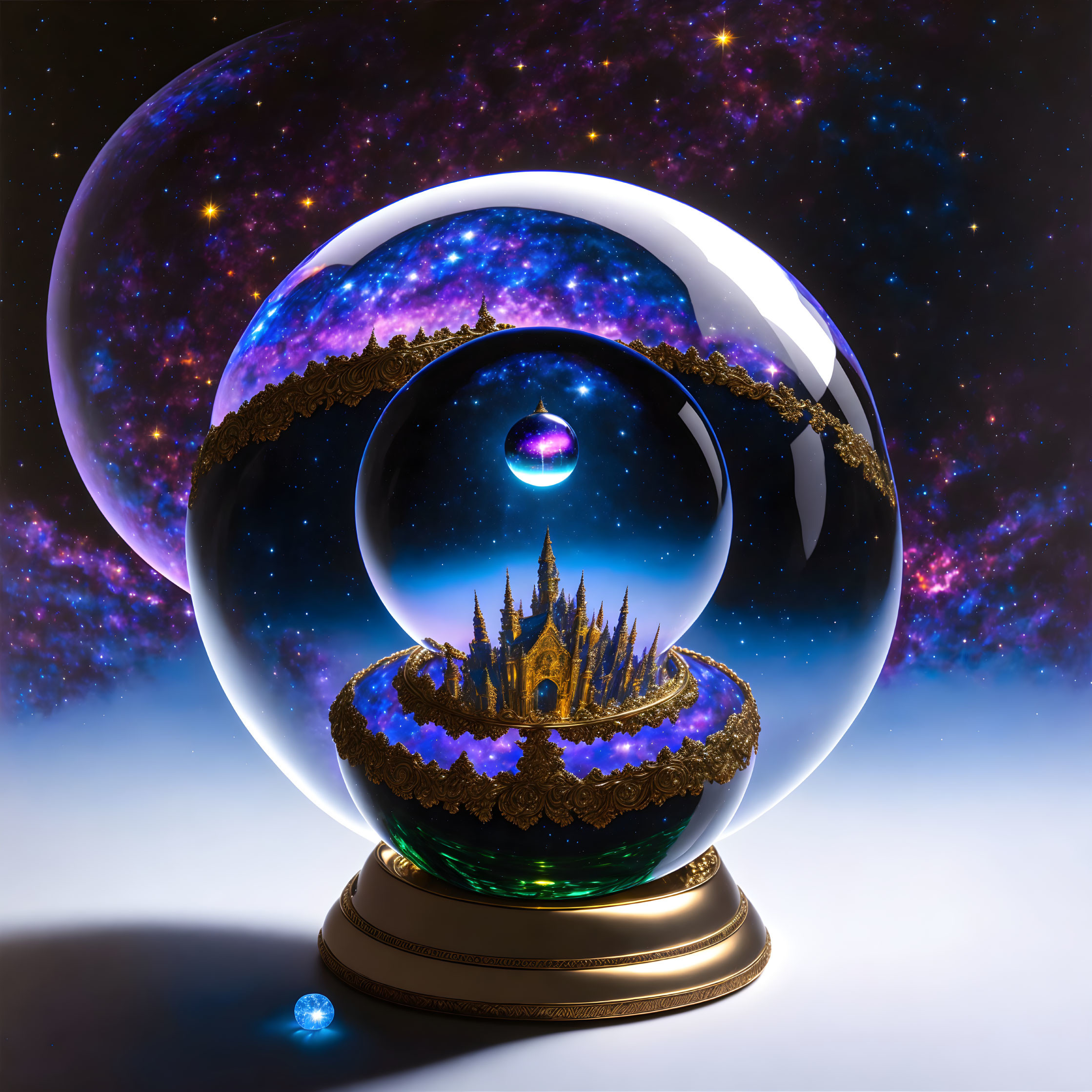 Fantasy Landscape with Castle in Crystal Ball Display