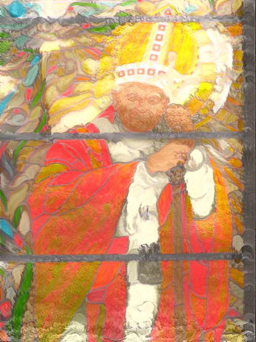 Pope Stained Glass Iconic Catholic Figure