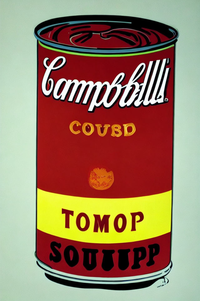 Distorted Campbell's Tomato Soup Can in Pop Art Style
