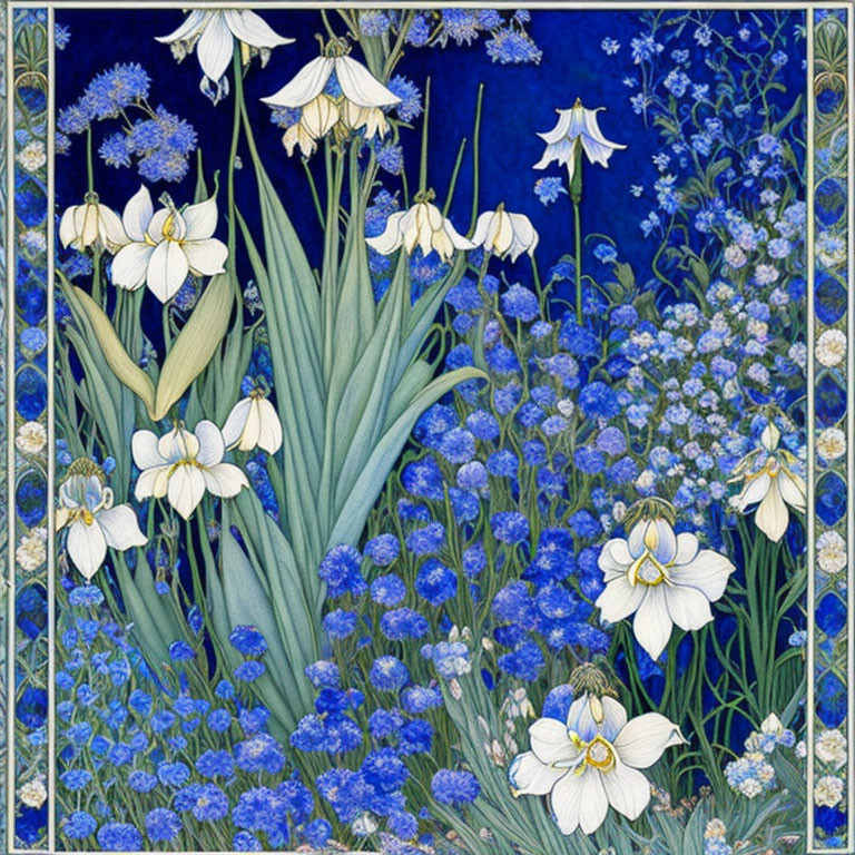 Blue and white garden