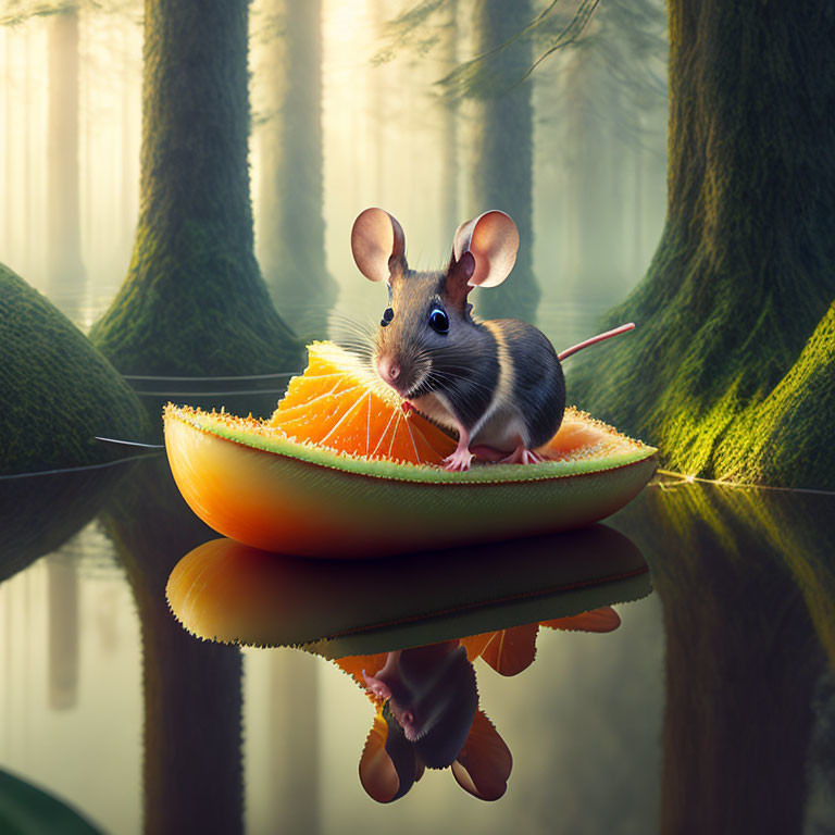 Mouse in a boat