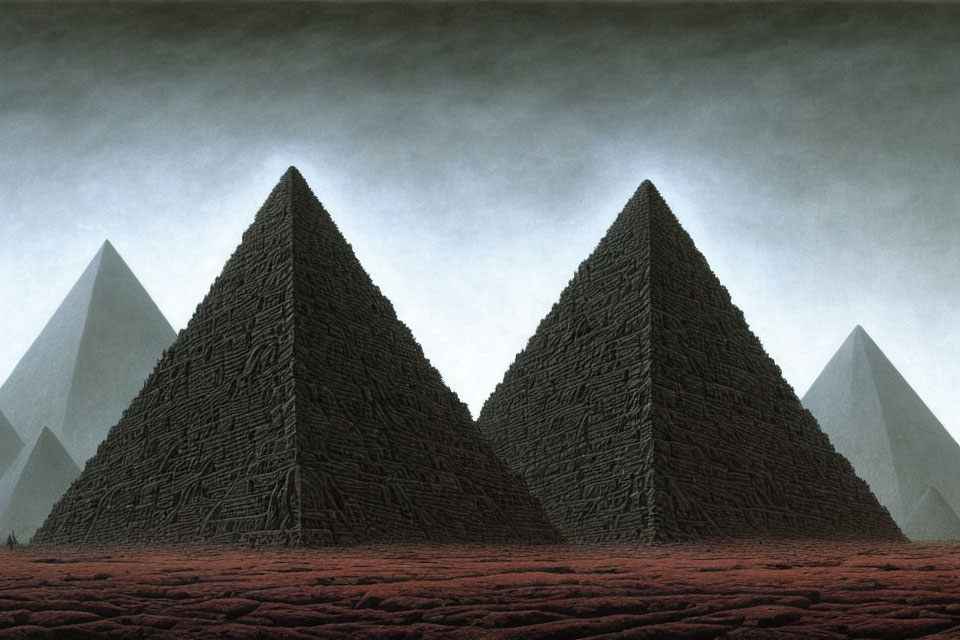 Large Textured and Smooth Pyramids on Barren Landscape