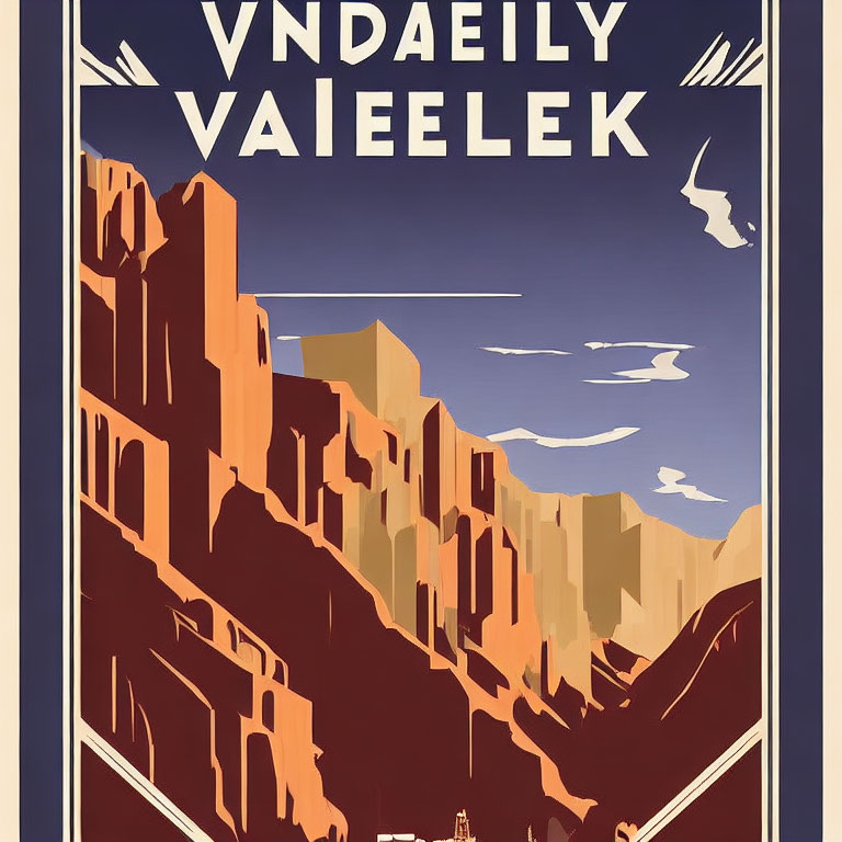 Mountainous Landscape Vintage-Style Travel Poster