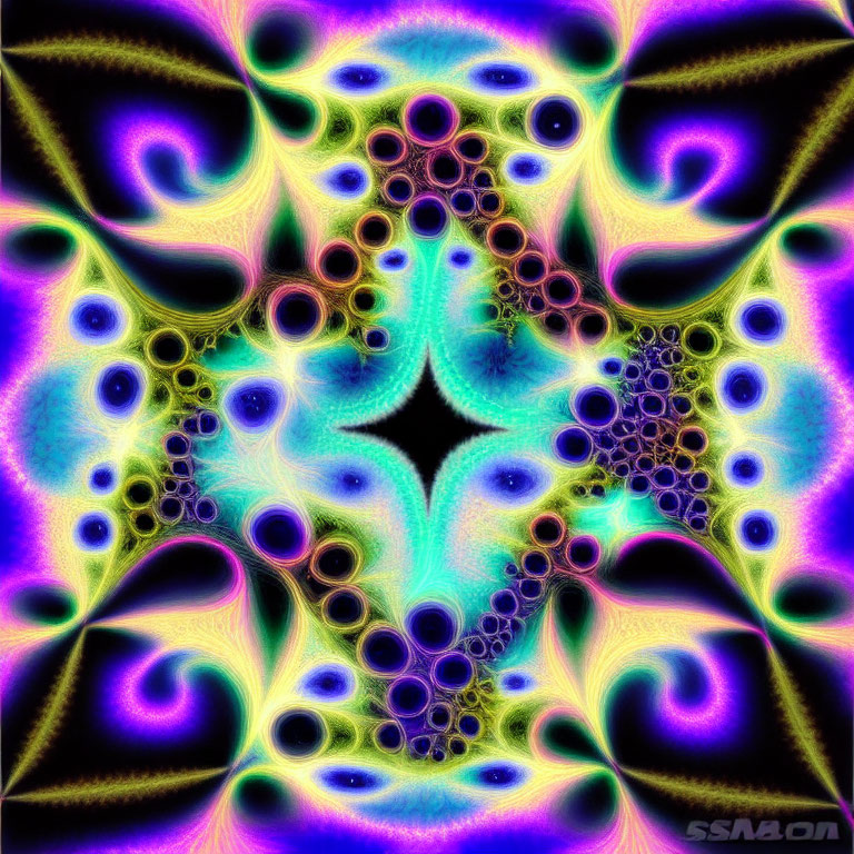 Colorful Fractal Pattern with Symmetrical Kaleidoscopic Effect