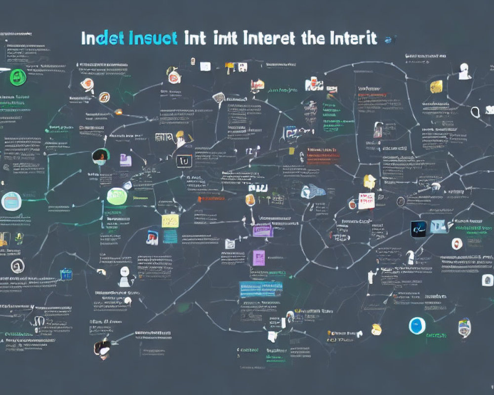 Interconnected Infographic Map with Nodes and Logos depicting Networks