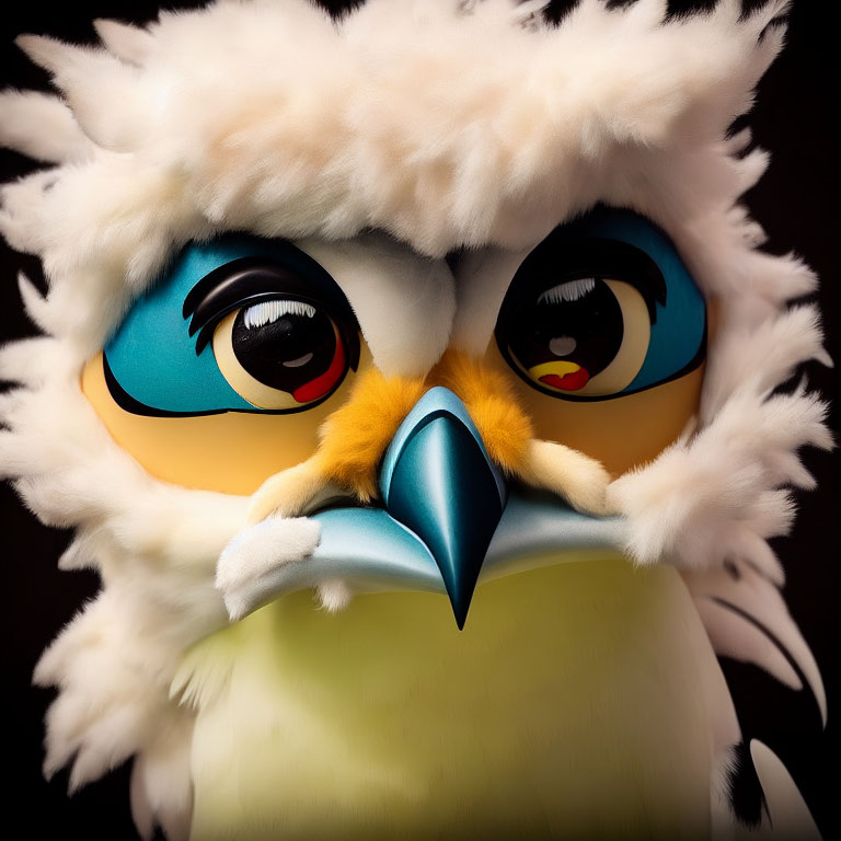 Colorful Stylized Owl with Expressive Eyes and Plush Feathers