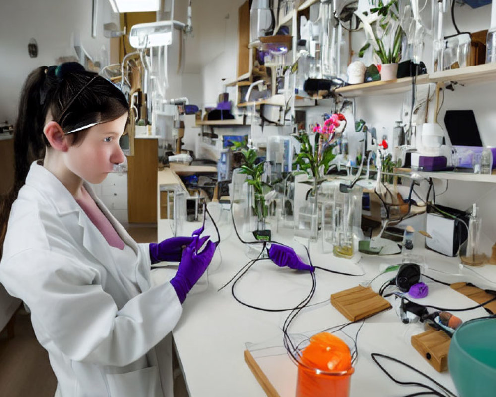 Female Scientist Conducting Experiment in Lab Setting
