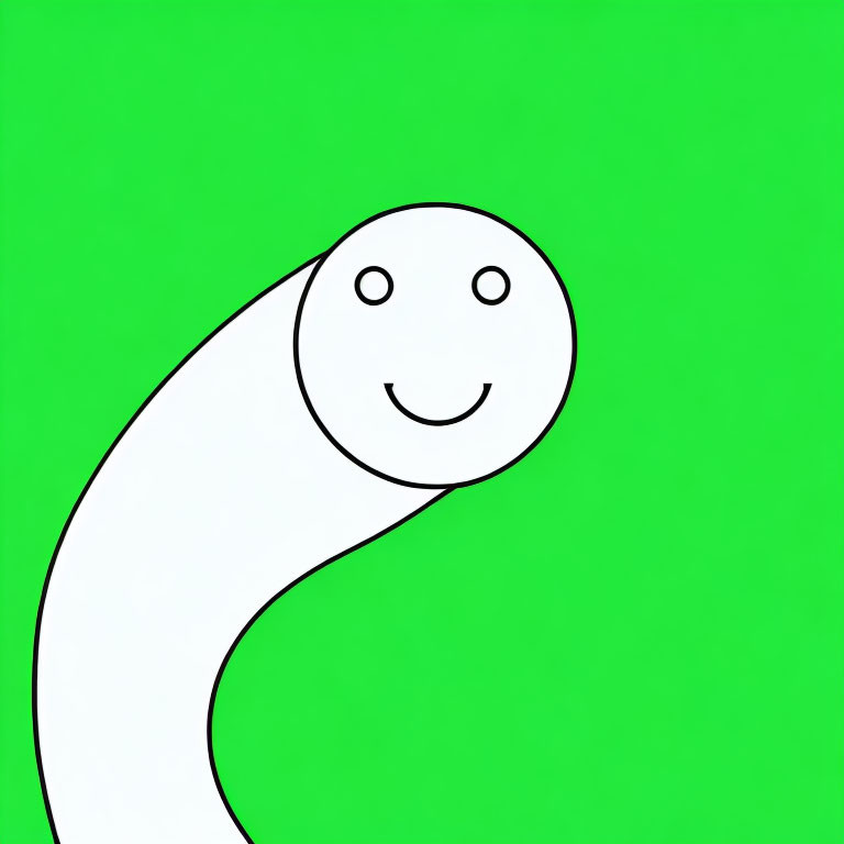 Happy face drawing on white shape against green background