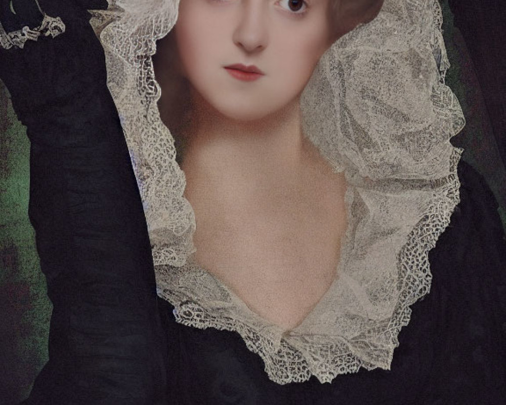 Vintage portrait of a woman blended with cat features in black dress