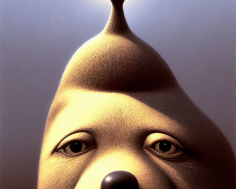 Whimsical animation featuring figure with large head and small eyes