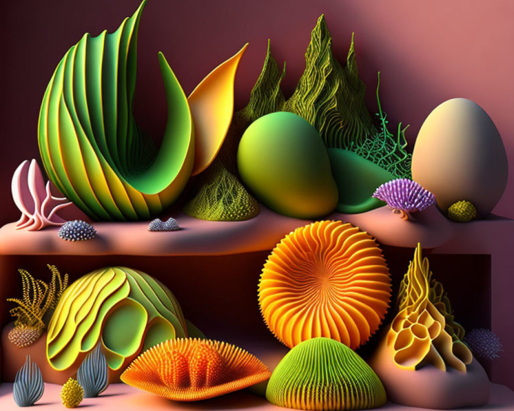 Vibrant 3D Abstract Landscape with Colorful Organic Shapes