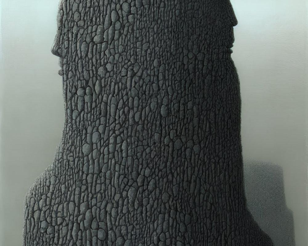 Textured Human-Shaped Sculpture with Clustered Stone-Like Surface