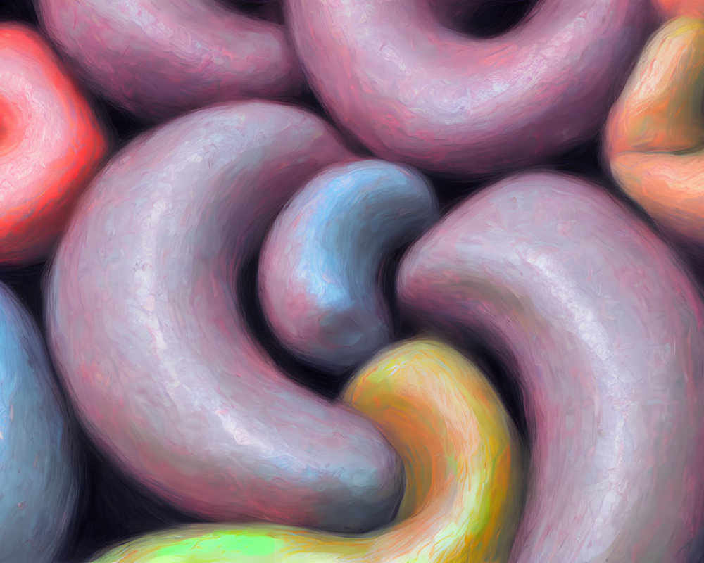 Abstract Image of Vibrant, Intertwined Shapes in Pastel Colors