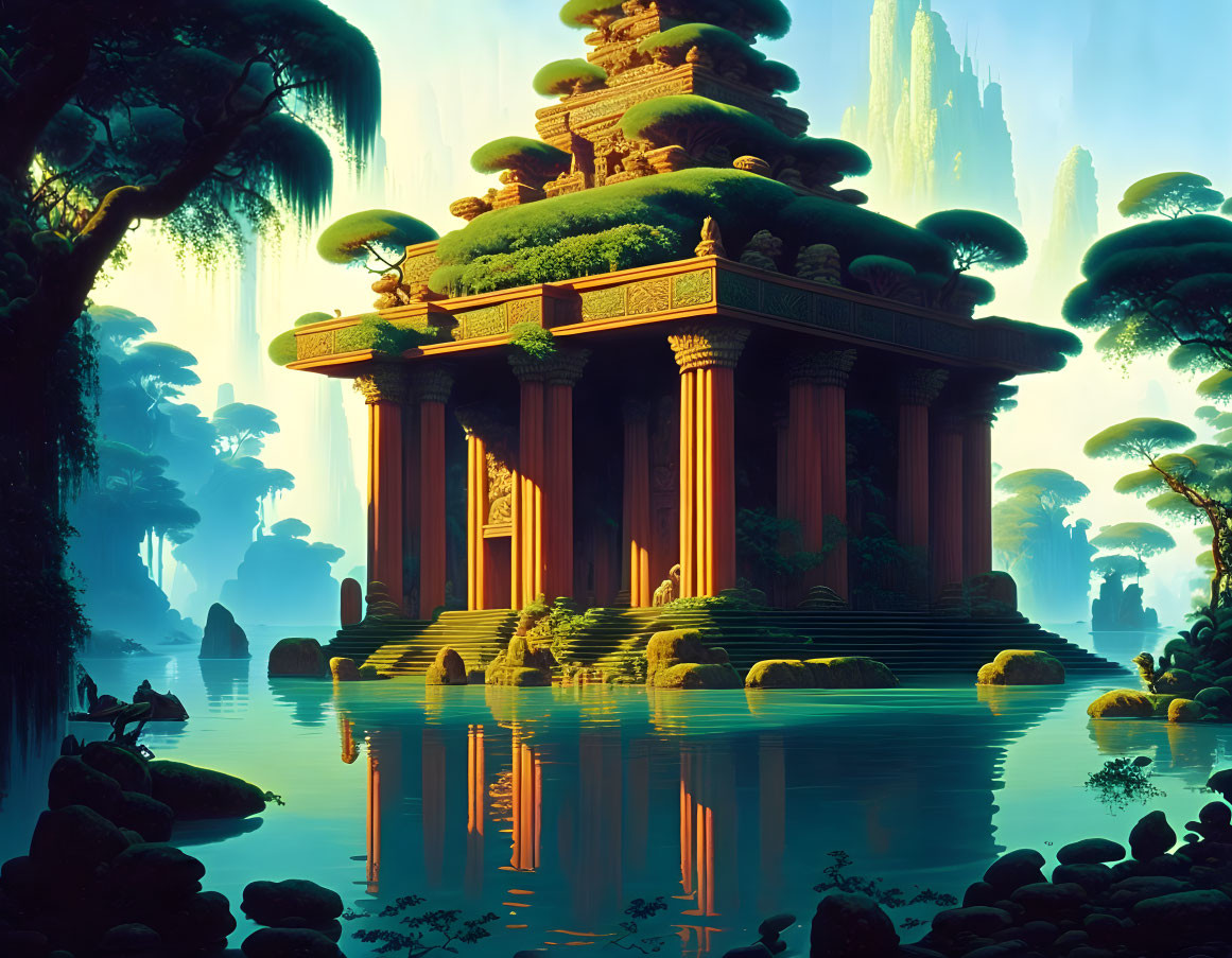 Enigmatic Ancient Temple in Tranquil Forest