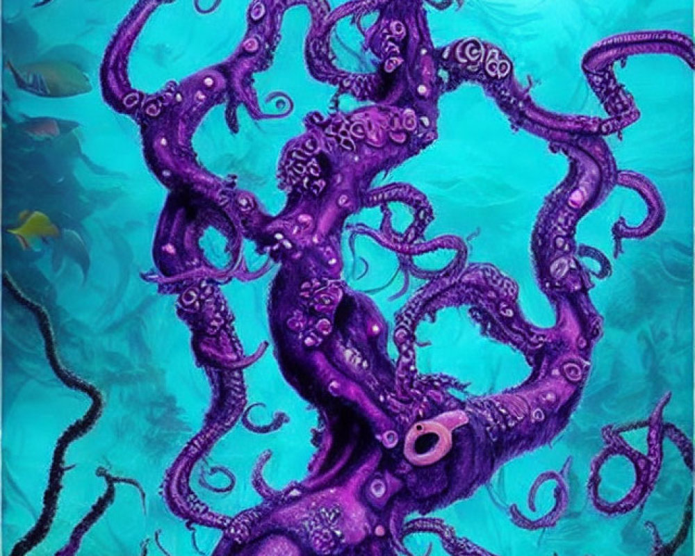 Colorful Octopus Illustration in Aquatic Setting