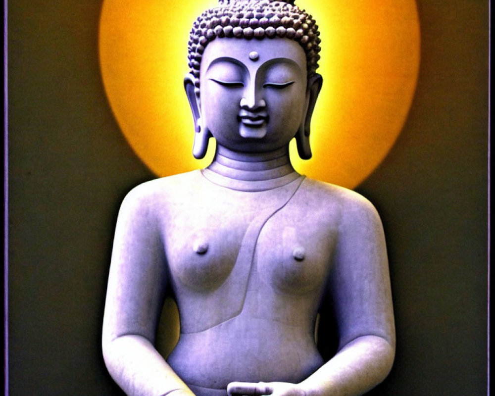 Serene Buddha Statue in Meditation Pose with Gentle Smile