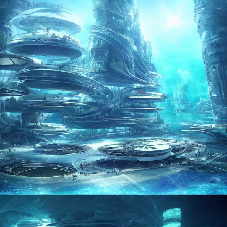 Futuristic Underwater City with Advanced Architecture & Transport