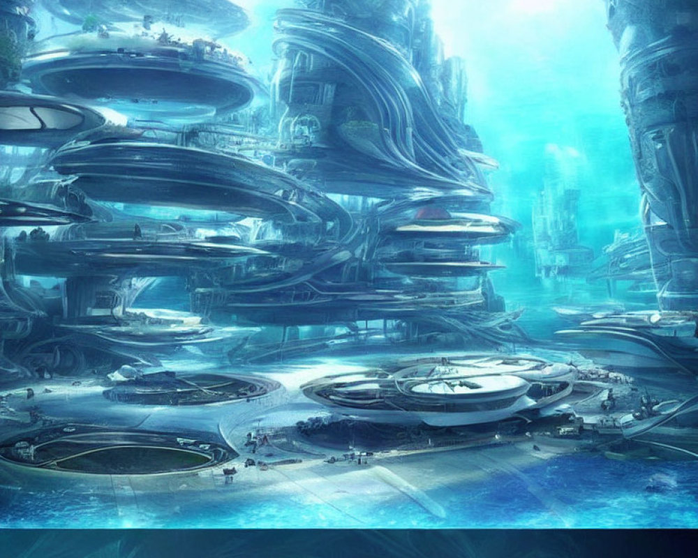 Futuristic Underwater City with Advanced Architecture & Transport