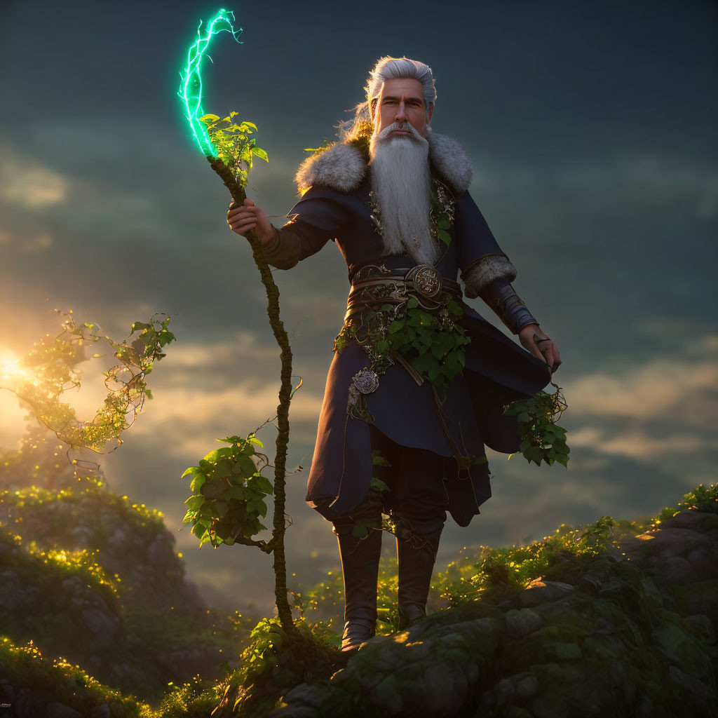 Druid Stands at Sunrise