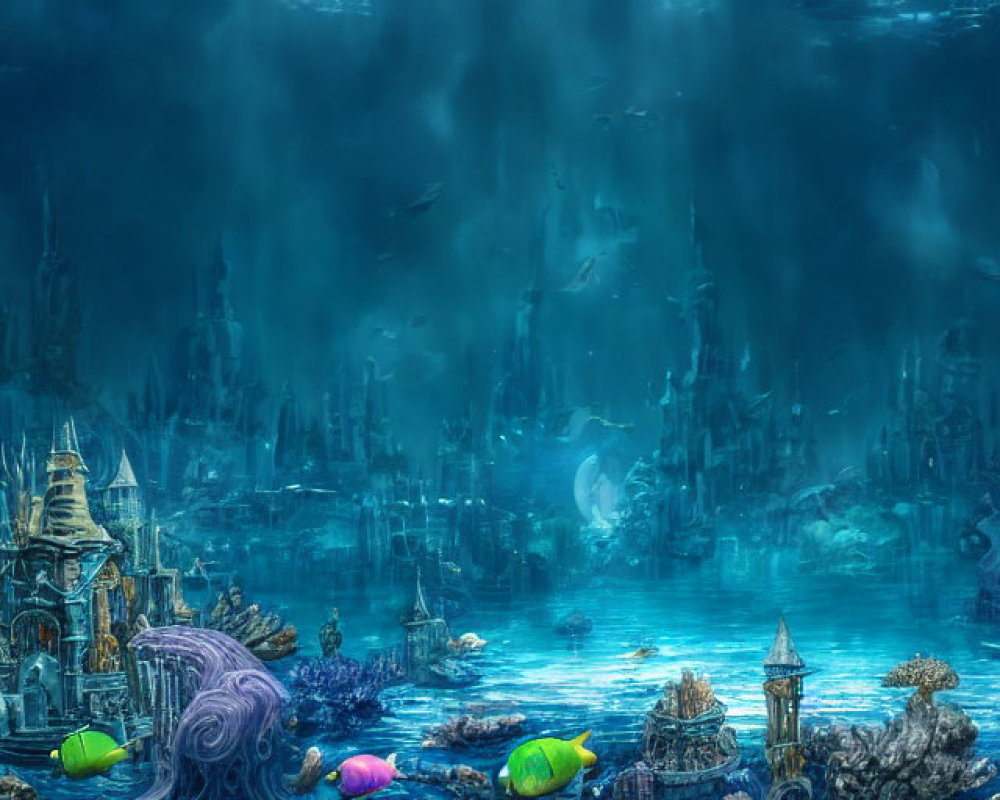 Colorful Coral Structures in Underwater Fantasy City