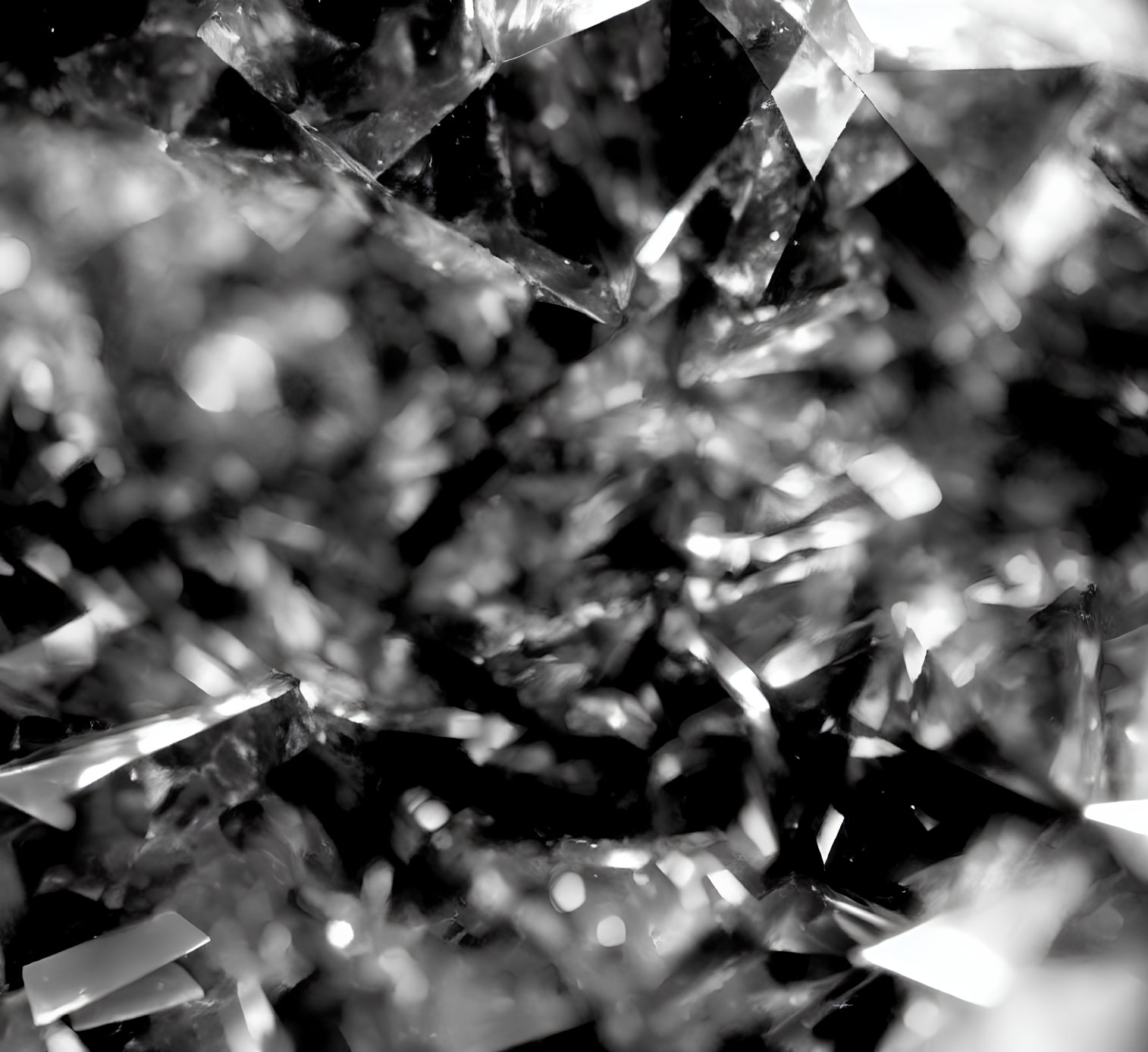 Shimmering crystal surfaces in monochrome palette