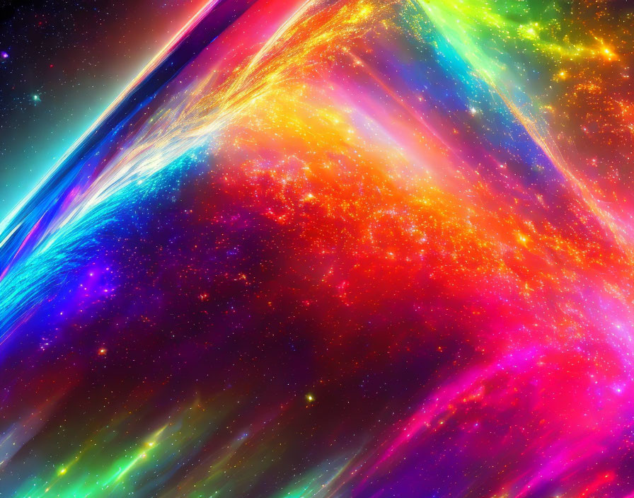 Colorful Cosmic Nebula Background with Neon Glows & Streaks